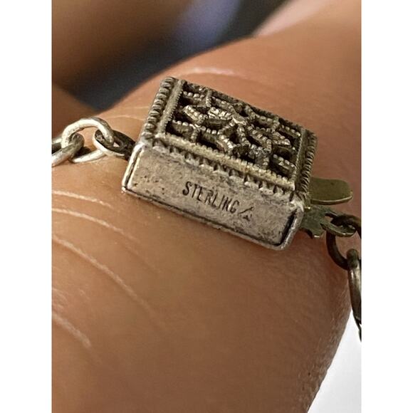 Vintage 1950’s Faceted Crystal Glass Bead Necklace 17” W/ Sterling Silver Clasp - Picture 2 of 7